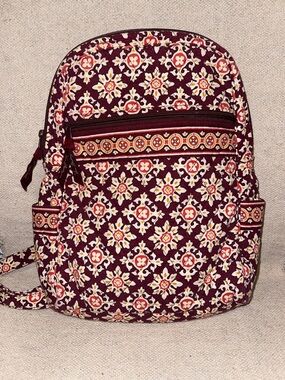 Vera Bradley Small Backpack in Orange / Red Medallion - gently used.